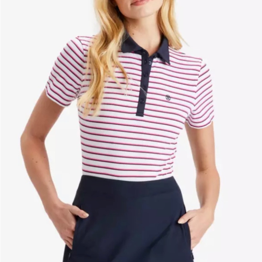 G/FORE Blue Fitted Polo Short Sleeve Button Down
